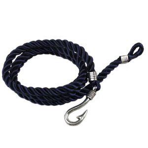 Fish Hook Entwined Cord Bracelet, Navy Blue